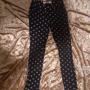 Black with grey polka dot pants girls 8